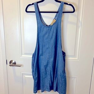 Jean Chambray Overall Dress with Pockets